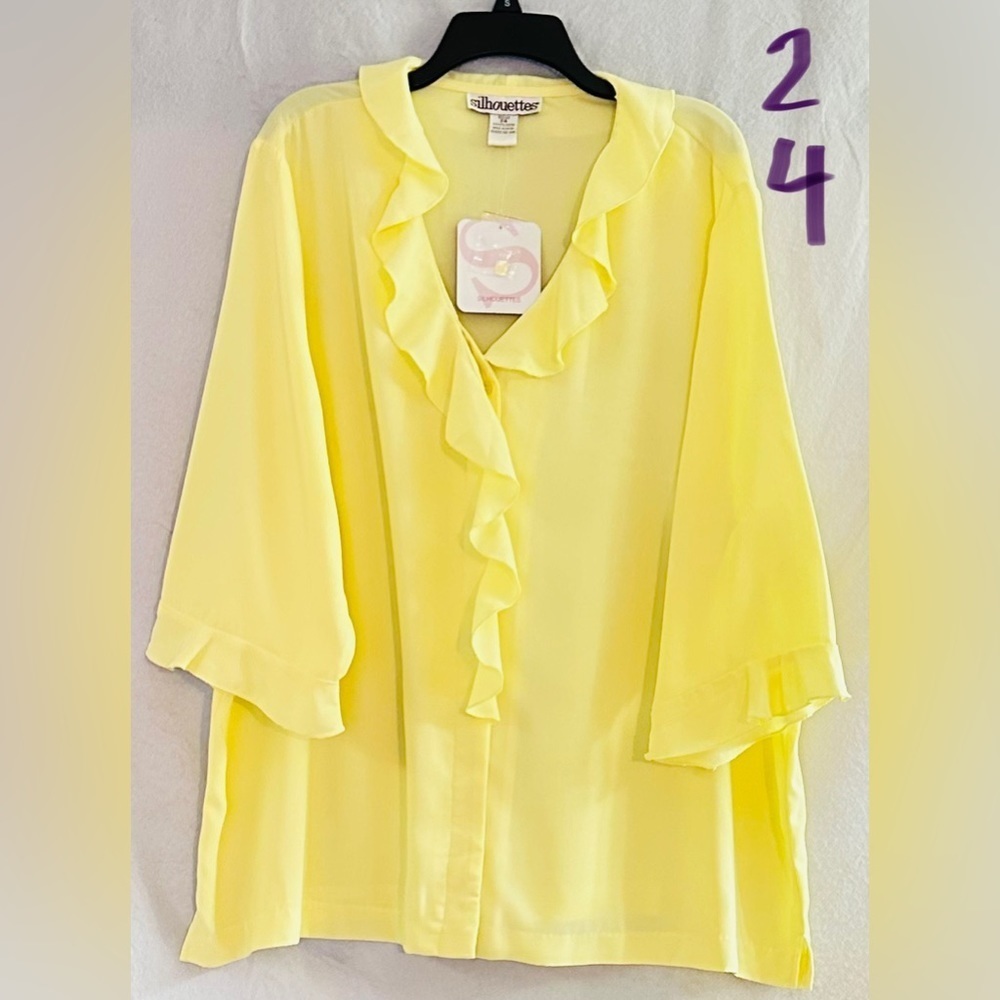 LADIES YELLOW RUFFLED TOP